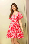 Lily's Cove Empire Waist Dress In Red