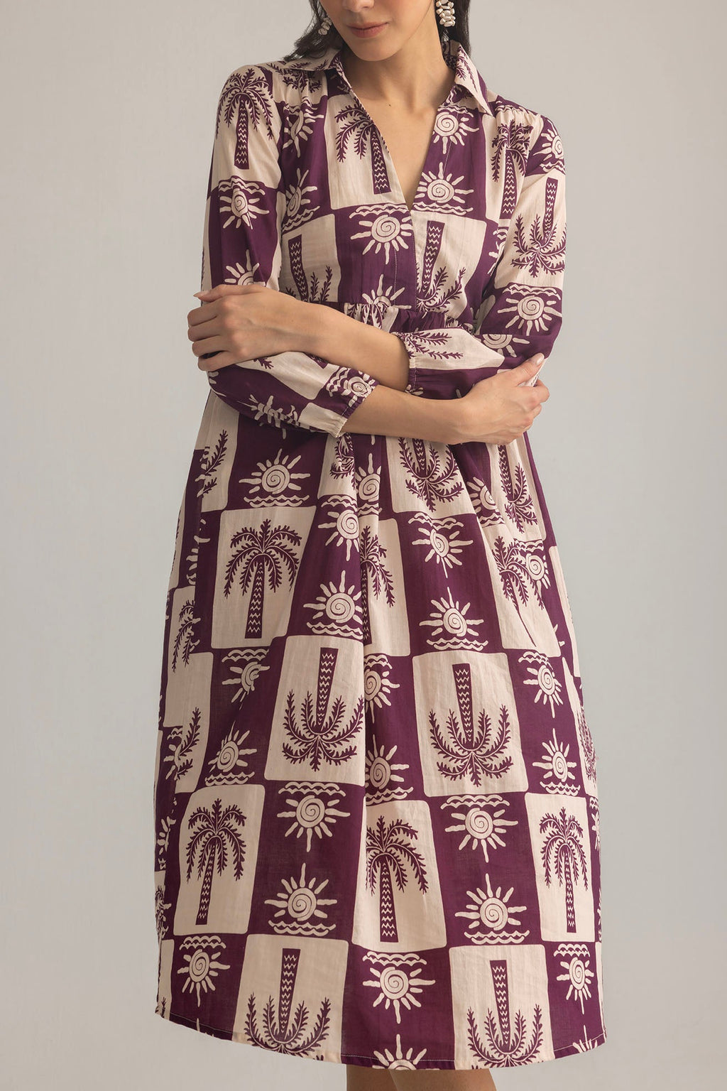 Palm Theory Maxi Dress in Plum & Cream