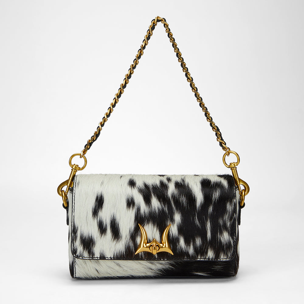 Loyal West SAVI MINI BAG IN BLACK & WHITE COWHIDE