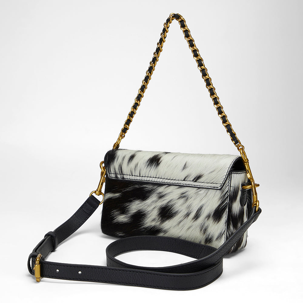 Loyal West SAVI MINI BAG IN BLACK & WHITE COWHIDE