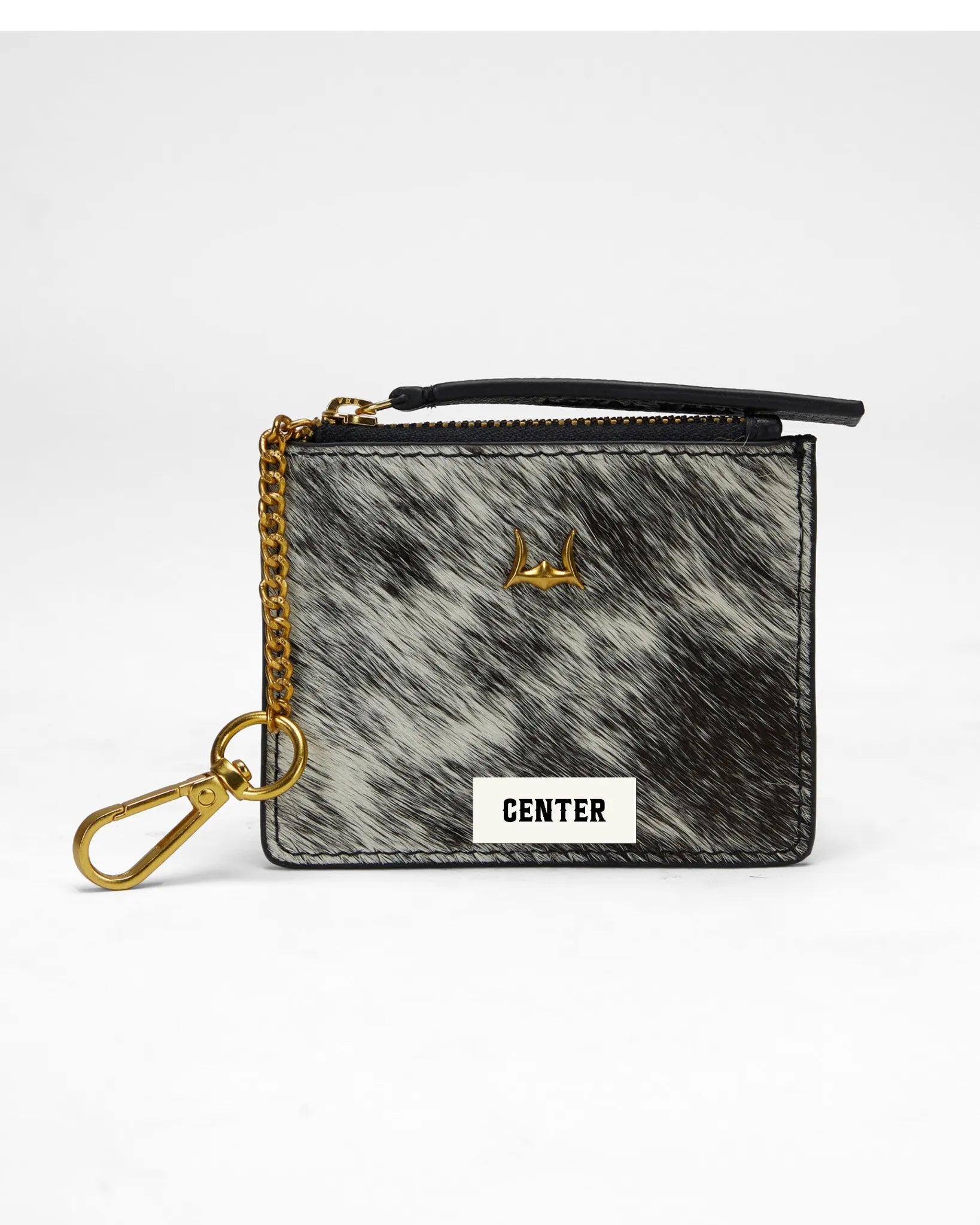 Loyal West SOPHIA CREDIT CARD HOLDER IN BLACK & WHITE COWHIDE