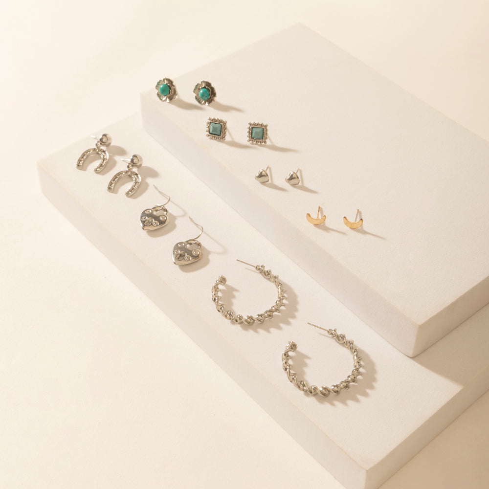 Myra Moonbeam Earrings Set in Silver Shine