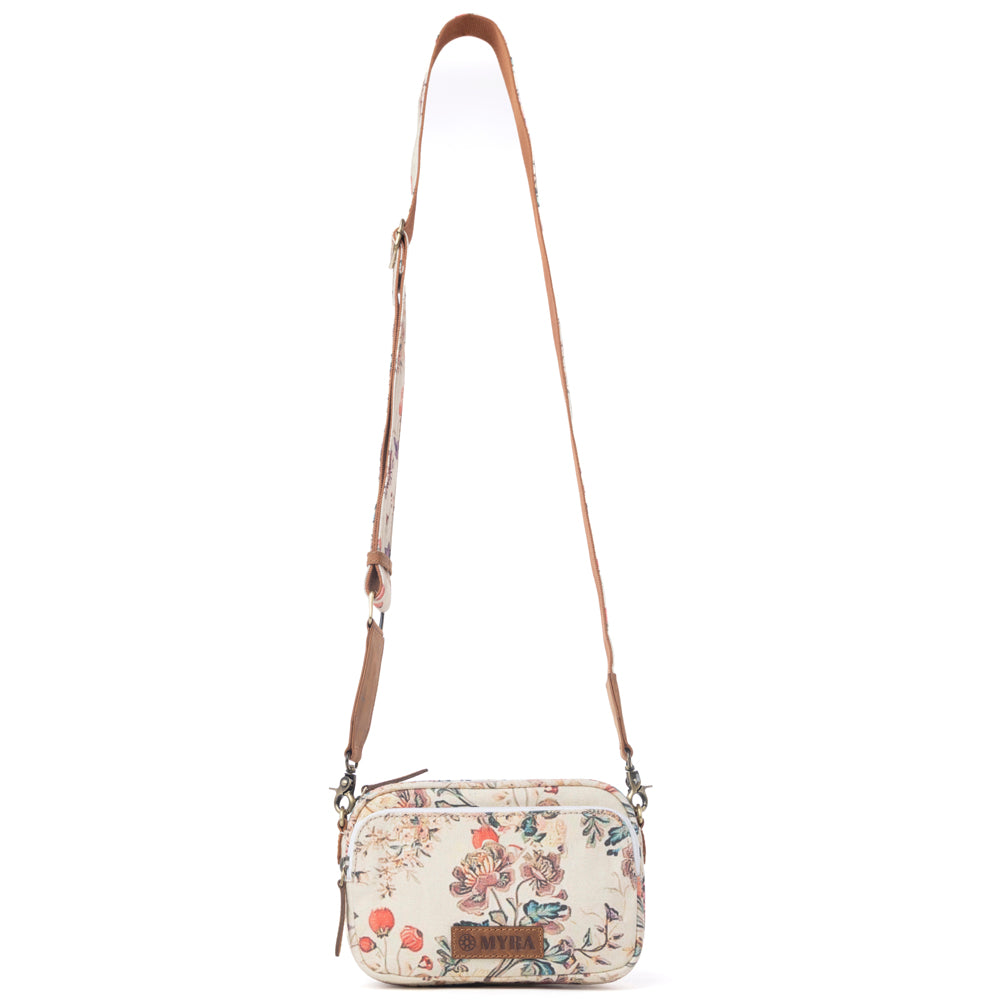 Myra Meadow Song Cotton & Leather Crossbody Bag in Primrose Yellow