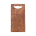 Myra Cypress Field Hairon Leather Wine Bottle Holder in Shadow Cream Chestnut Brown
