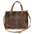 Myra Ultimate Choice Brown Suede Leather Handbag for Women Twin Top Handles, Crossbody Strap, Double Front Pockets