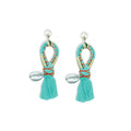 Shore Spirit Woven Earrings With Cowrie Shell Charm