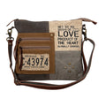 Myra Seeds of Love Crossbody Bag - Vintage Patch Leather Shoulder Bag with Zippered Pockets for Western Style